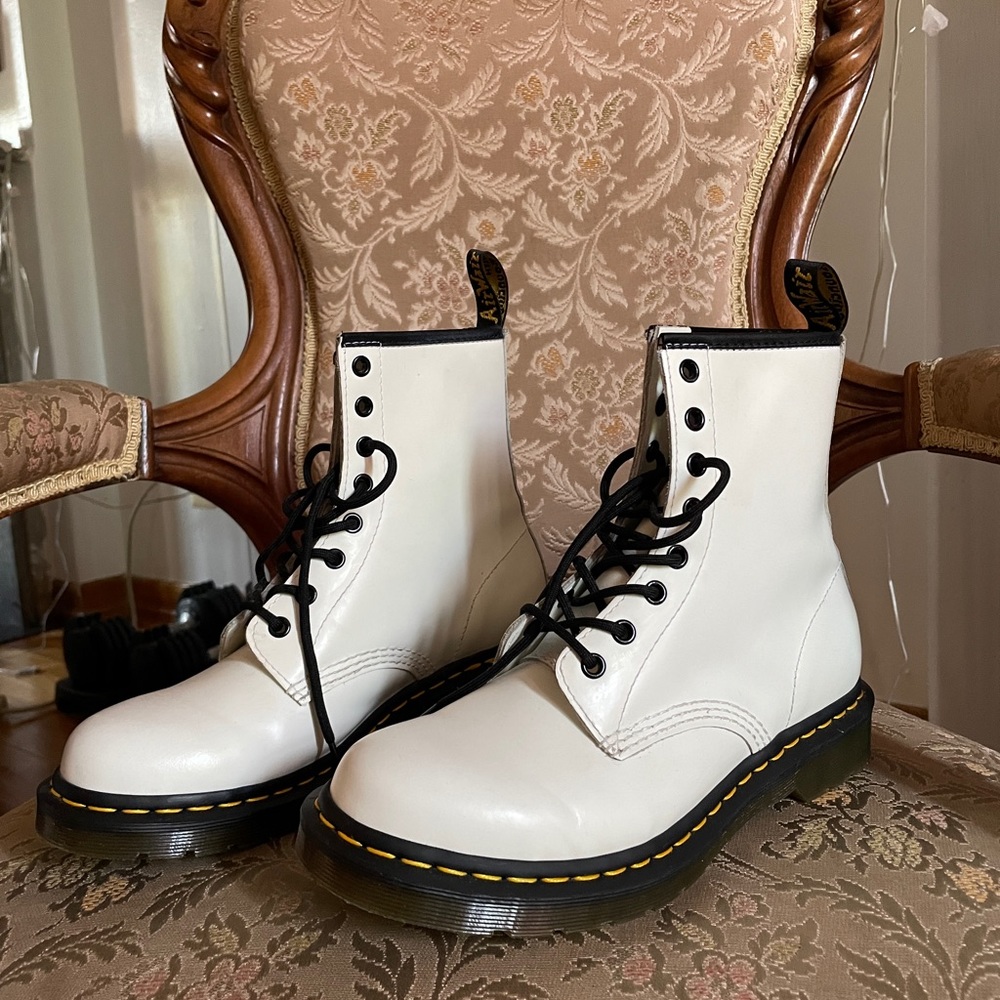 White Dr. Martin's Boots